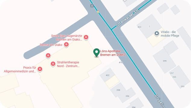 Kartenausschnitt des Apothekenstandorts auf Google Maps